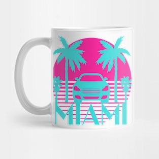 Vintage Miami sunset car and palm trees Mug